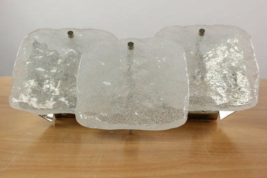 Mid-Century Ice Glass Sconce from Kalmar Franken KG