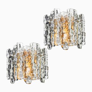 Mid-Century Ice Glass Sconces from Kalmar, Austria, 1960s, Set of 2-QBR-1420815