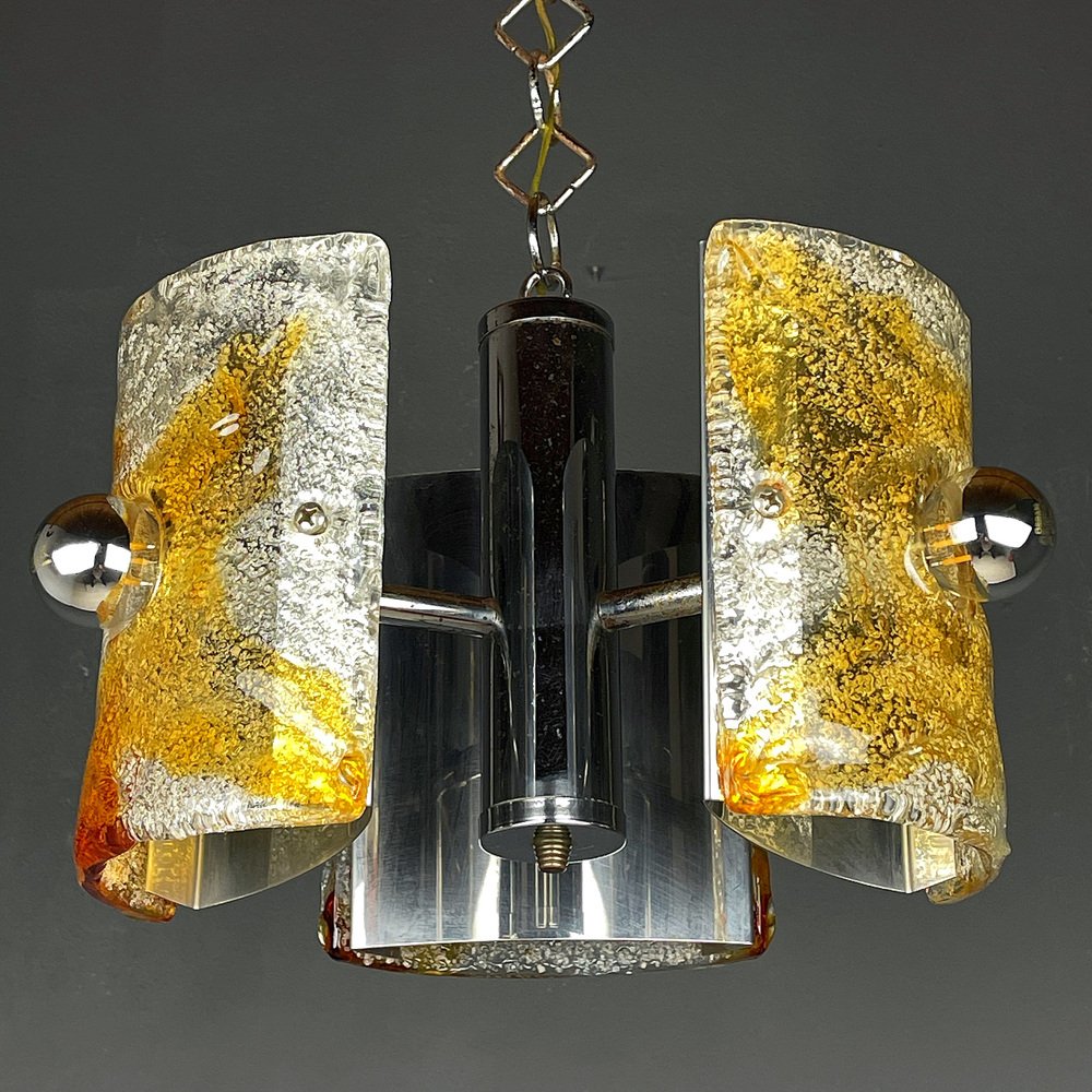 Mid-Century Ice Murano Glass Chandelier by Av Mazzega, Italy, 1970s