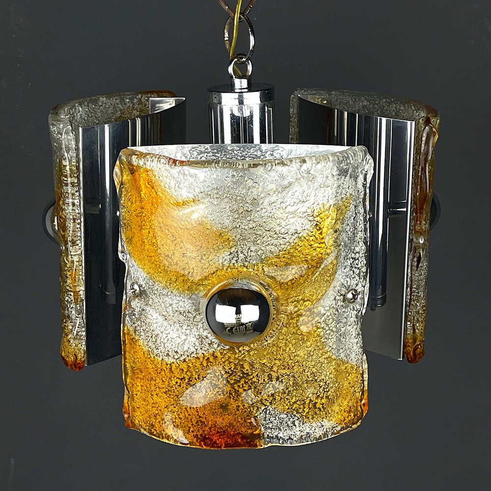 Mid-Century Ice Murano Glass Chandelier by Av Mazzega, Italy, 1970s