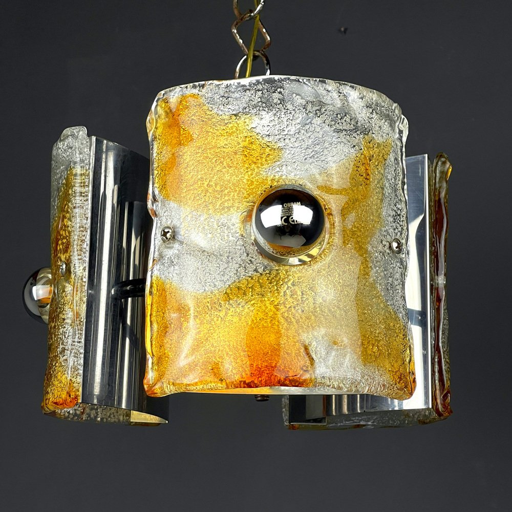 Mid-Century Ice Murano Glass Chandelier by Av Mazzega, Italy, 1970s