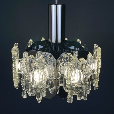 Mid-Century Ice Murano Glass Chandelier, Italy, 1970s-WQC-1703493