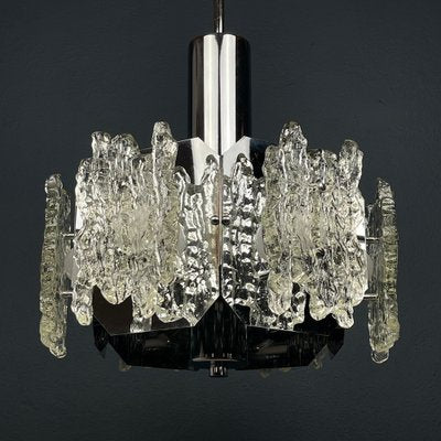 Mid-Century Ice Murano Glass Chandelier, Italy, 1970s-WQC-1703493