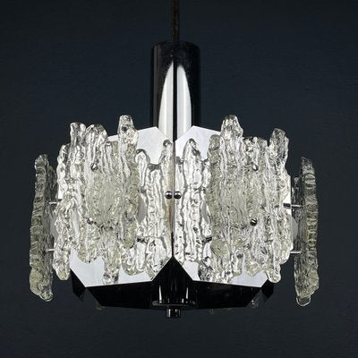 Mid-Century Ice Murano Glass Chandelier, Italy, 1970s-WQC-1703493