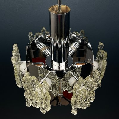 Mid-Century Ice Murano Glass Chandelier, Italy, 1970s-WQC-1703493