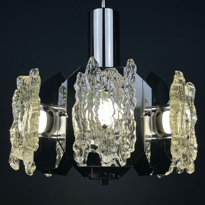 Mid-Century Ice Murano Glass Chandelier, Italy, 1970s-WQC-1703493