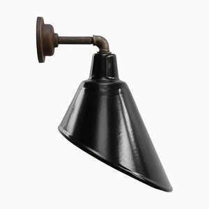 Mid-Century Industrial Black Enamel & Cast Iron Factory Sconce-BLS-884794