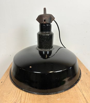 Mid-Century Industrial Black Enamel Factory Lamp, 1950s-CGF-1435849