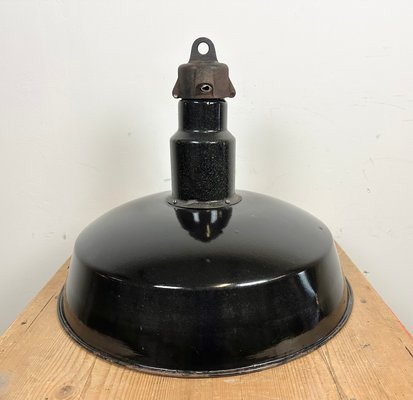 Mid-Century Industrial Black Enamel Factory Lamp, 1950s-CGF-1435849