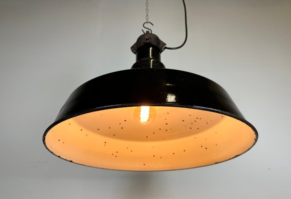 Mid-Century Industrial Black Enamel Factory Lamp, 1950s-CGF-1435849