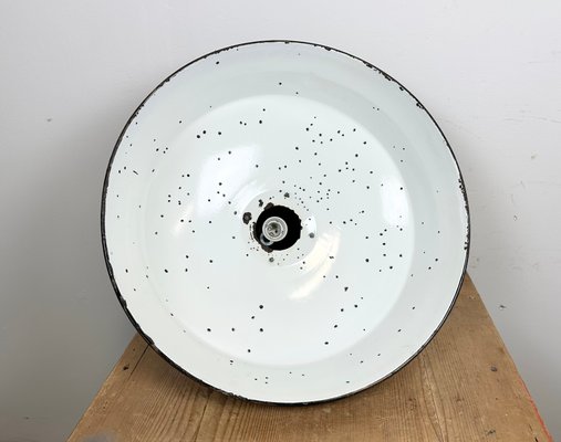 Mid-Century Industrial Black Enamel Factory Lamp, 1950s-CGF-1435849