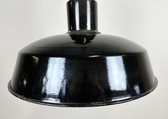 Mid-Century Industrial Black Enamel Factory Lamp, 1950s-CGF-1435849