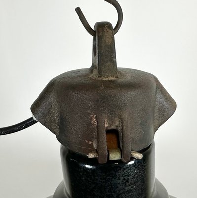 Mid-Century Industrial Black Enamel Factory Lamp, 1950s-CGF-1435849