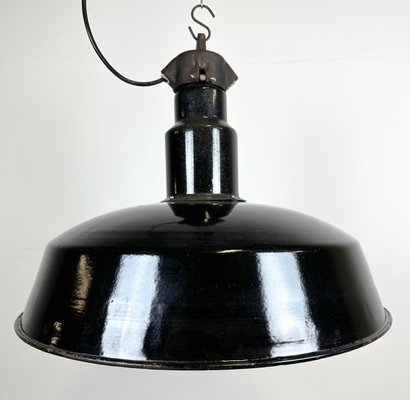 Mid-Century Industrial Black Enamel Factory Lamp, 1950s-CGF-1435849