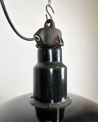 Mid-Century Industrial Black Enamel Factory Lamp, 1950s-CGF-1435849