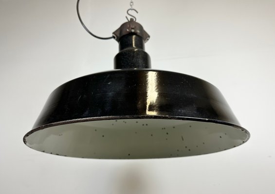 Mid-Century Industrial Black Enamel Factory Lamp, 1950s-CGF-1435849