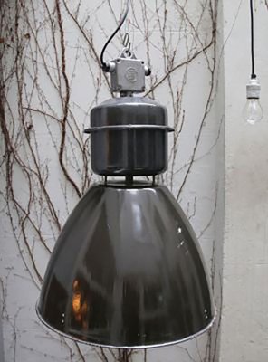 Mid-Century Industrial Black Enamel Factory Pendant Lamp-BLS-887335