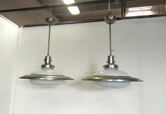 Mid-Century Industrial Ceiling Lamps, 1960s, Set of 2-KY-693676