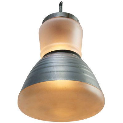 Mid-Century Industrial Frosted and Mercury Glass Pendant Lamp by Adolf Meyer for Zeiss Ikon-BLS-829868