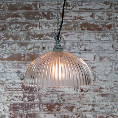 Mid-Century Industrial Glass Ceiling Lamp from Holophane-BLS-574611