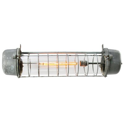 Mid-Century Industrial Grey Aluminium & Glass Ceiling Lamp-BLS-850991