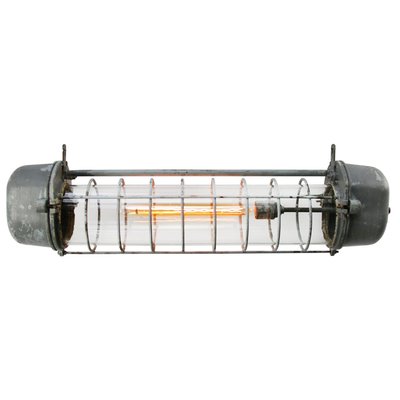 Mid-Century Industrial Grey Aluminium & Glass Ceiling Lamp-BLS-850991