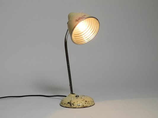 Mid-Century Industrial Metal Table Lamp in Beige from Helo Leuchten, 1950s-RR-1724943