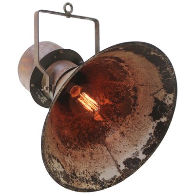 Mid-Century Industrial Rust Brown Metal Pendant Lamp-BLS-1732275