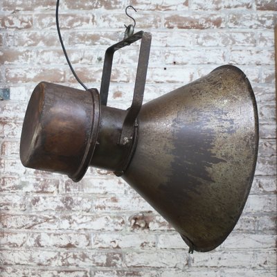 Mid-Century Industrial Rust Brown Metal Pendant Lamp-BLS-1732275