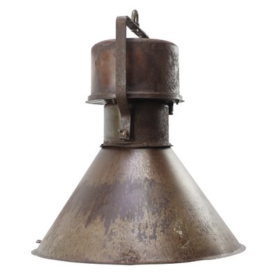 Mid-Century Industrial Rust Brown Metal Pendant Lamp-BLS-1732275