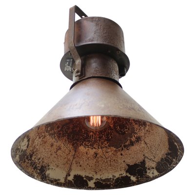 Mid-Century Industrial Rust Brown Metal Pendant Lamp-BLS-1732275