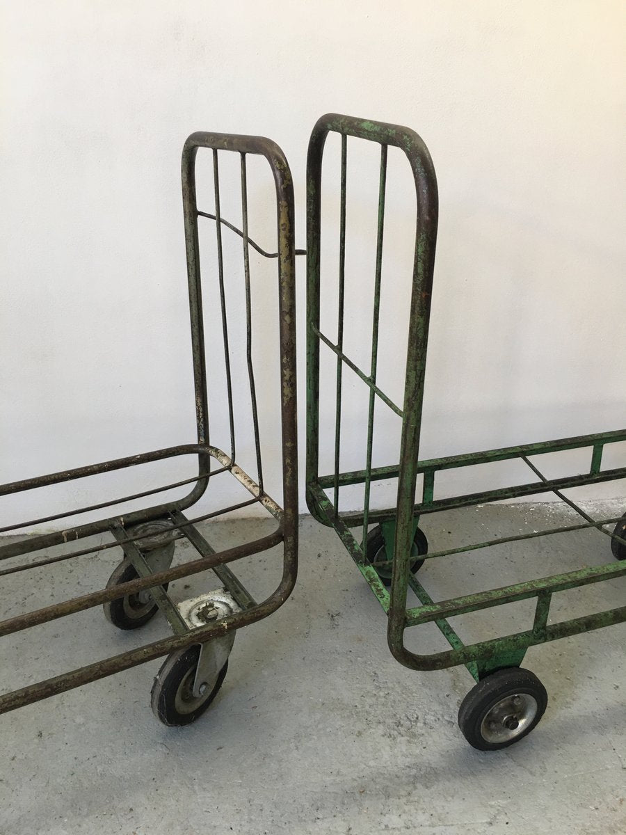 Mid-Century Industrial Style Trolleys, Set of 2