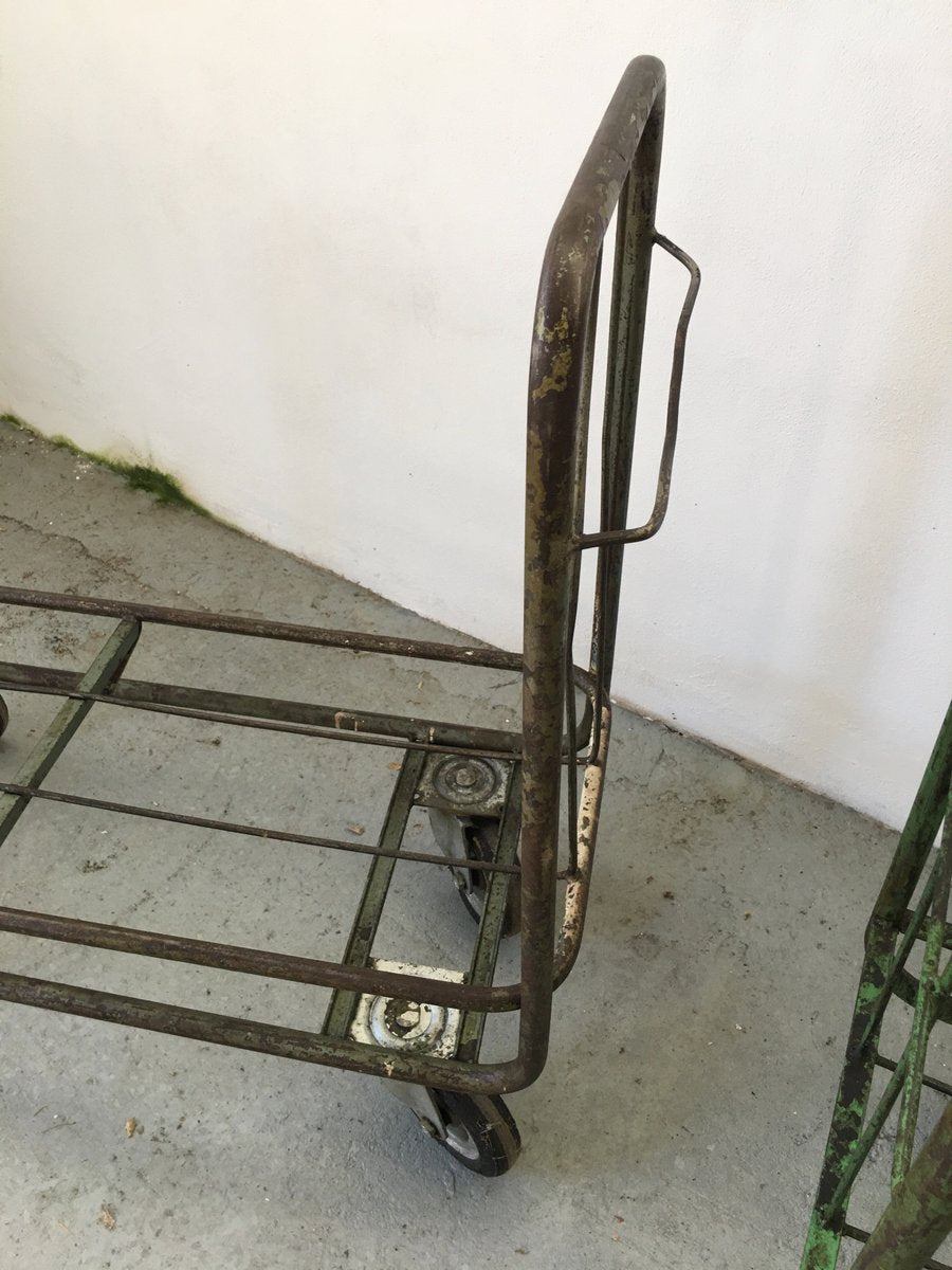 Mid-Century Industrial Style Trolleys, Set of 2