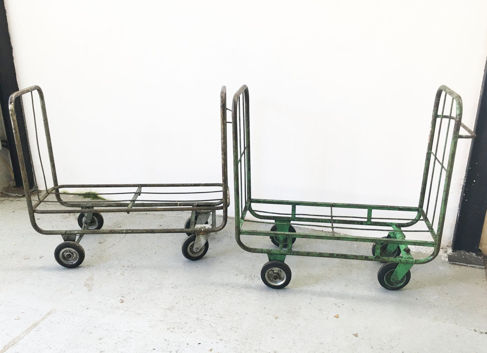 Mid-Century Industrial Style Trolleys, Set of 2