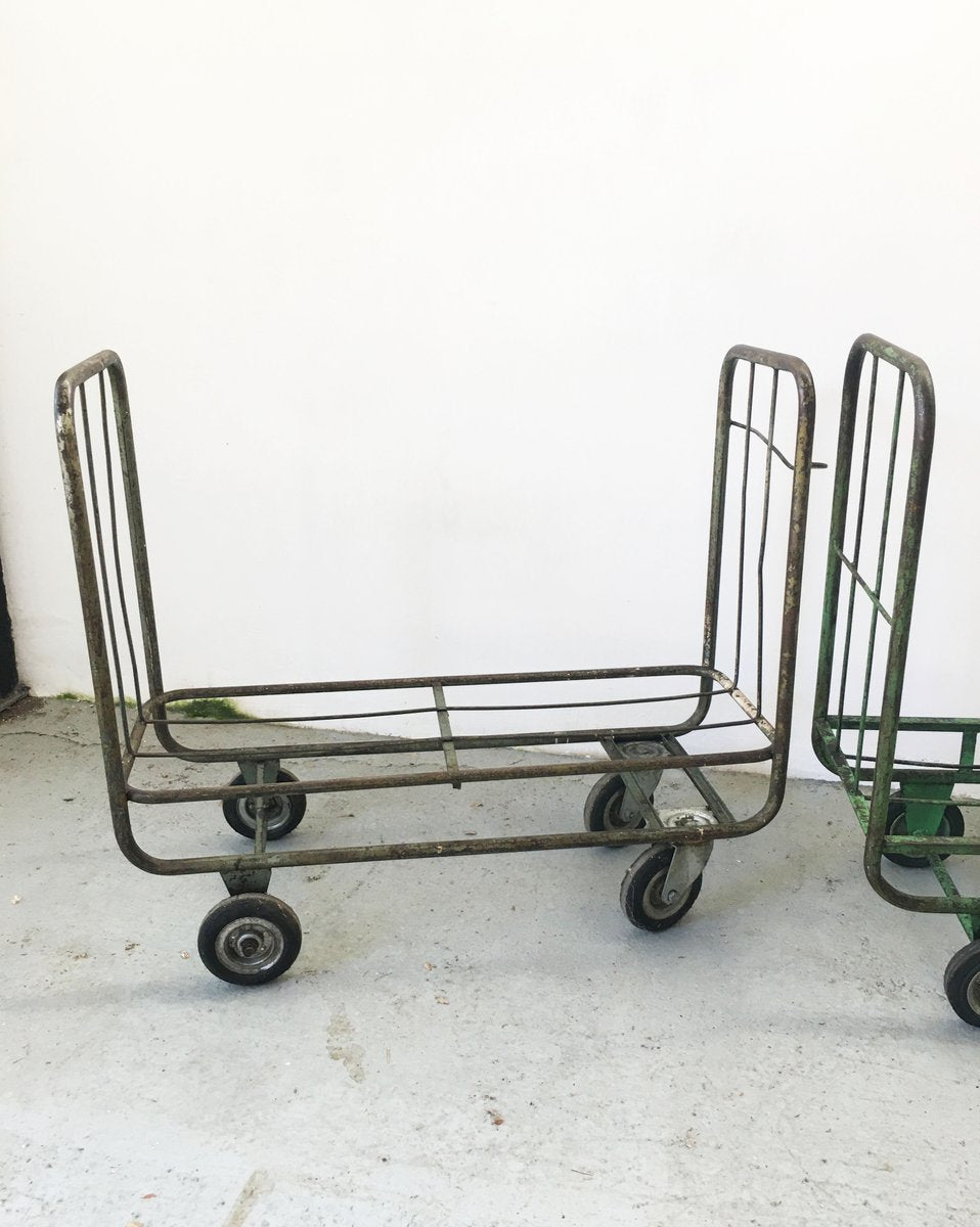 Mid-Century Industrial Style Trolleys, Set of 2