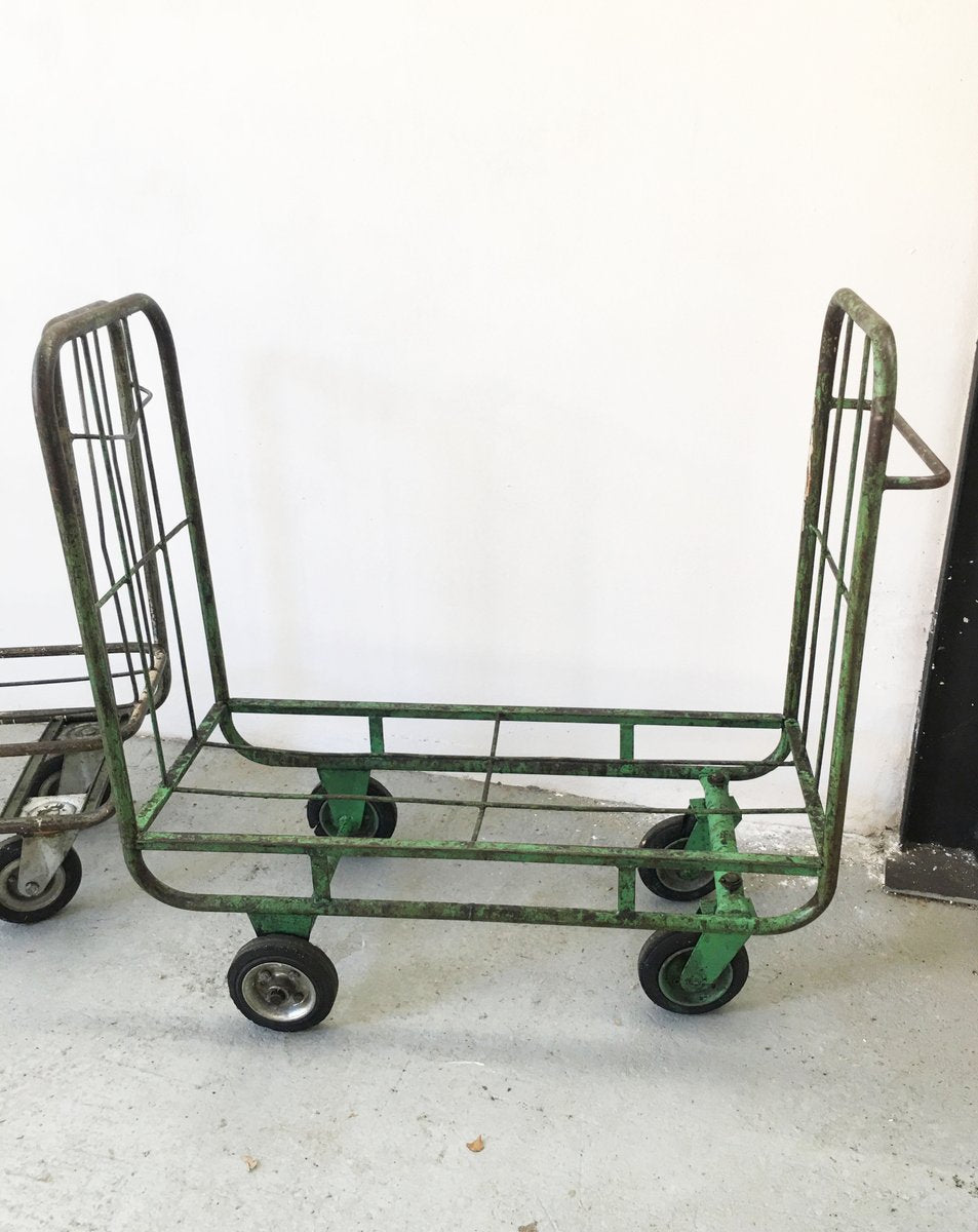 Mid-Century Industrial Style Trolleys, Set of 2