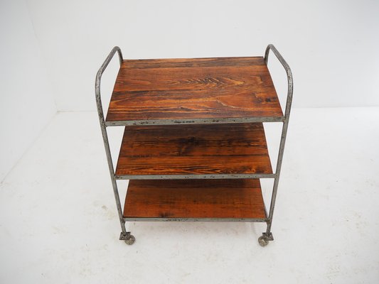 Mid-Century Industrial Trolley With Shelves-TZ-1185423