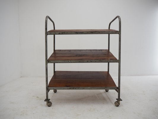 Mid-Century Industrial Trolley With Shelves-TZ-1185423