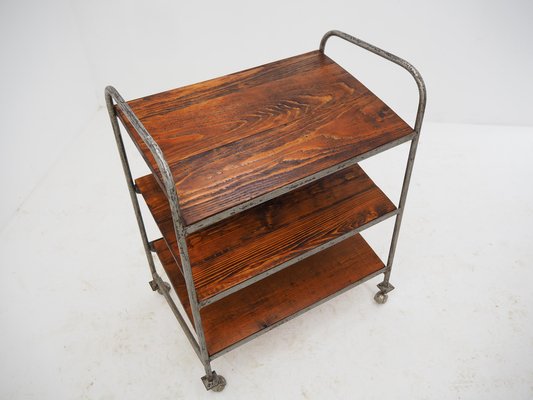 Mid-Century Industrial Trolley With Shelves-TZ-1185423