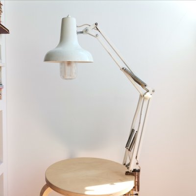 Mid-Century Industrial White Metal Anglepoise Articulated Desk Lamp, 1970s-SCS-1030627