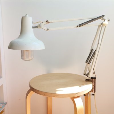 Mid-Century Industrial White Metal Anglepoise Articulated Desk Lamp, 1970s-SCS-1030627