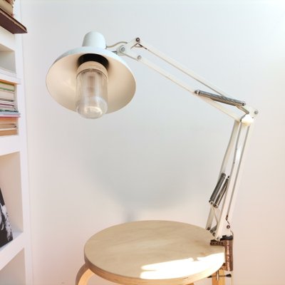 Mid-Century Industrial White Metal Anglepoise Articulated Desk Lamp, 1970s-SCS-1030627