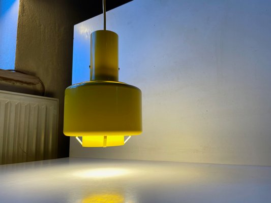 Mid-Century Industrial Yellow Enamel Pendant Lamp by Lyfa, 1960s-LCR-1090163