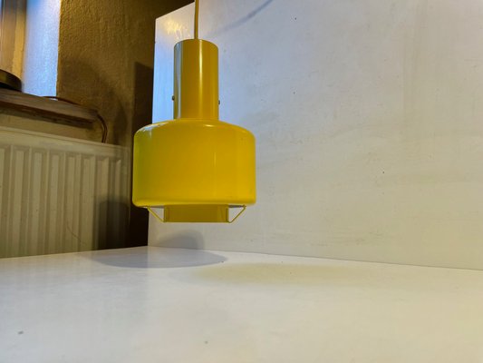 Mid-Century Industrial Yellow Enamel Pendant Lamp by Lyfa, 1960s-LCR-1090163