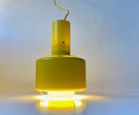 Mid-Century Industrial Yellow Enamel Pendant Lamp by Lyfa, 1960s-LCR-1090163