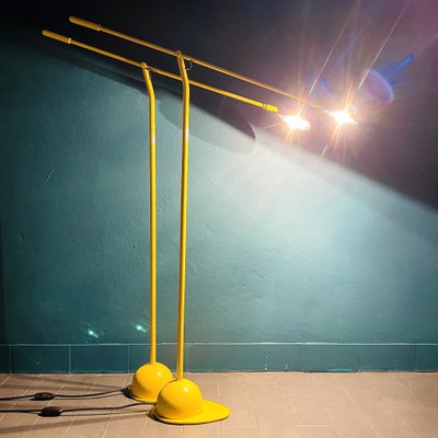 Mid-Century Industrial Yellow Floor Lamps, Yugoslavia, 1960s, Set of 2-WQC-1017608