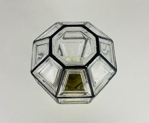 Mid-Century Iron and Bubble Glass Flush Mount from Glashütte Limburg, 1960s-PUK-933491