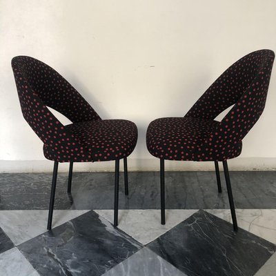 Mid-Century Iron and Silk Dining Chairs, Set of 2, Italy-ZD-835906