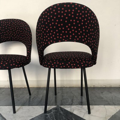 Mid-Century Iron and Silk Dining Chairs, Set of 2, Italy-ZD-835906