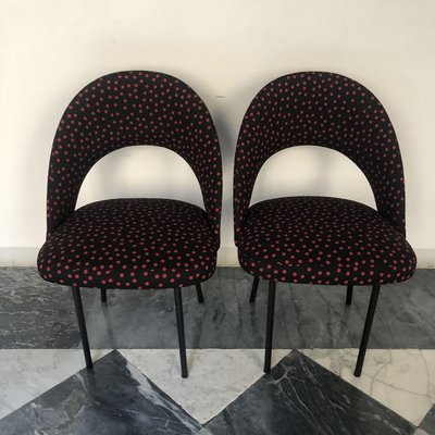 Mid-Century Iron and Silk Dining Chairs, Set of 2, Italy-ZD-835906